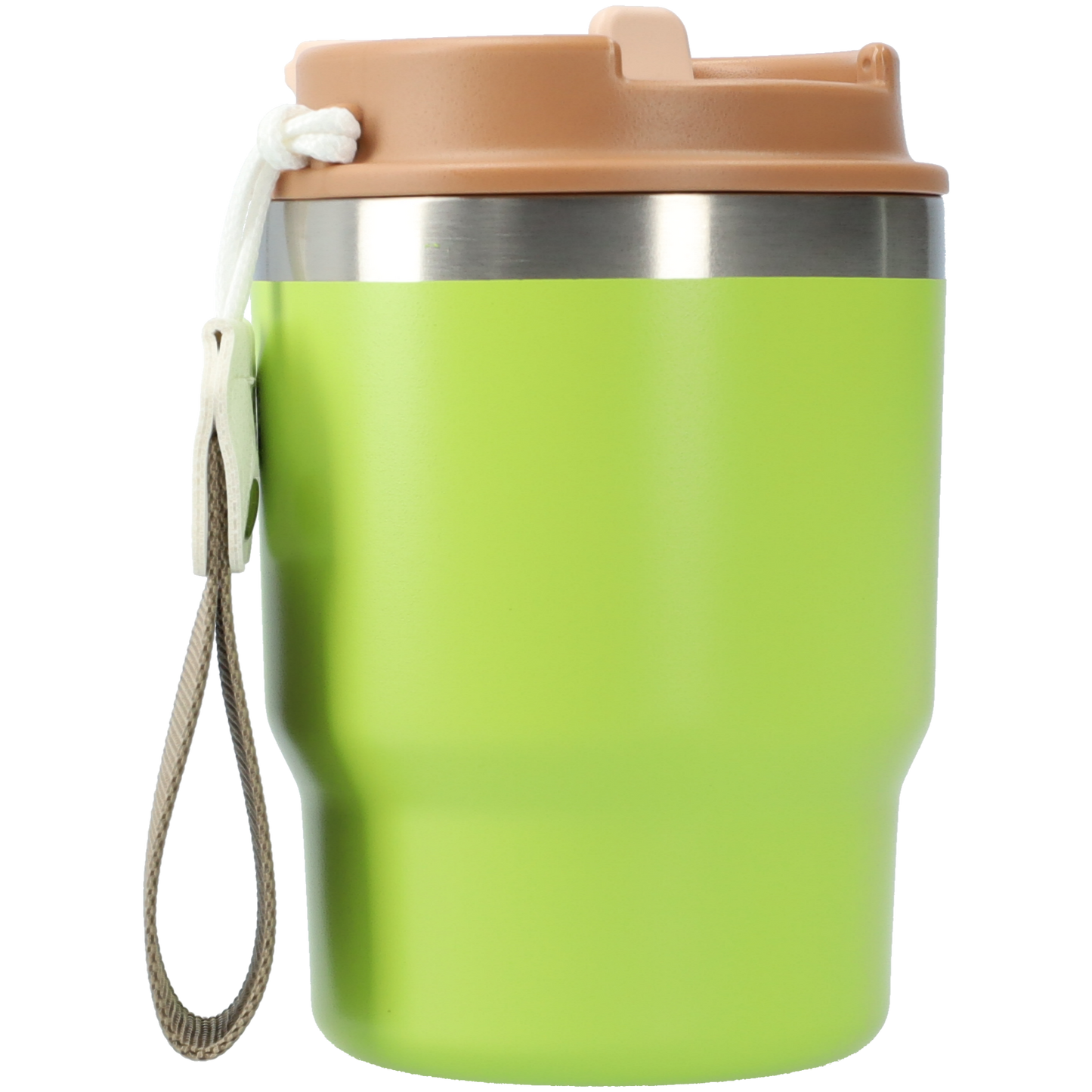 Kleine thermosbeker - RVS drinkbeker - Koffiebeker 400ml - Groen/Bruin