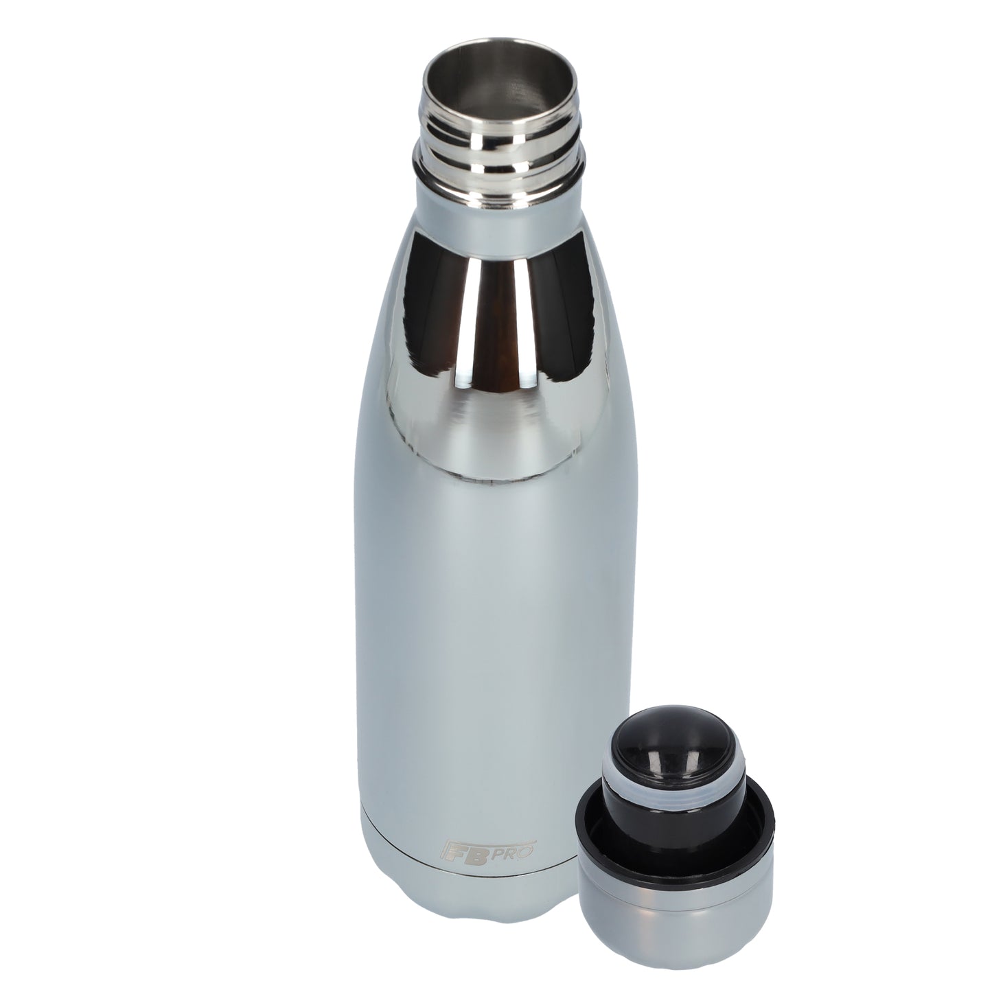 Thermosfles - Waterfles - Drinkfles slank 500 ml - Chrome Silver -Chroom Zilver