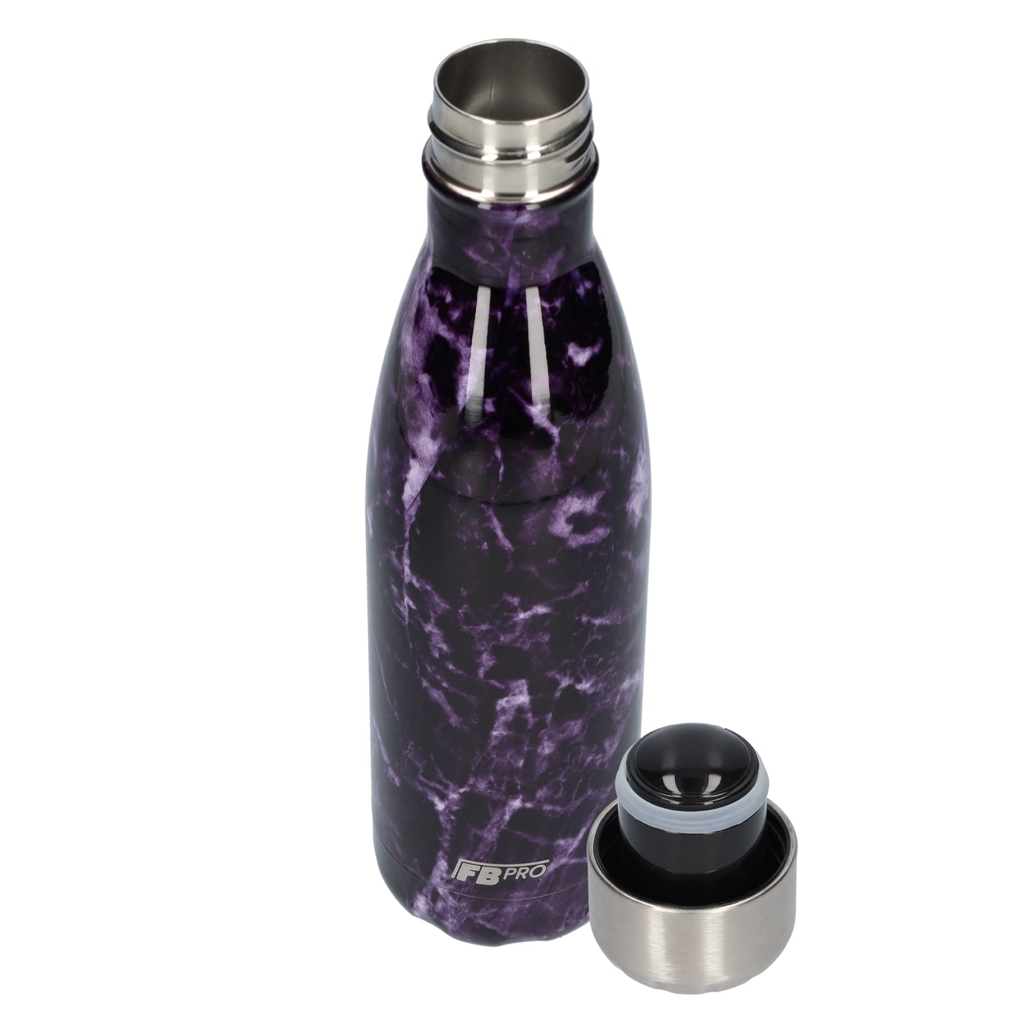 Thermosfles - Waterfles - Drinkfles slank 500ml - Purple Storm Marble - Paarse Storm Marmer