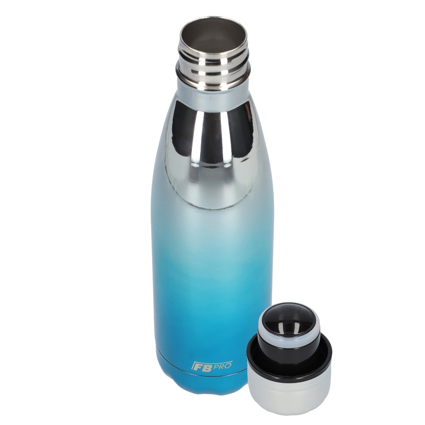 Thermosfles - Waterfles - Drinkfles slank 500ml - Silver Blue Chrome - Zilver/Blauw Chroom