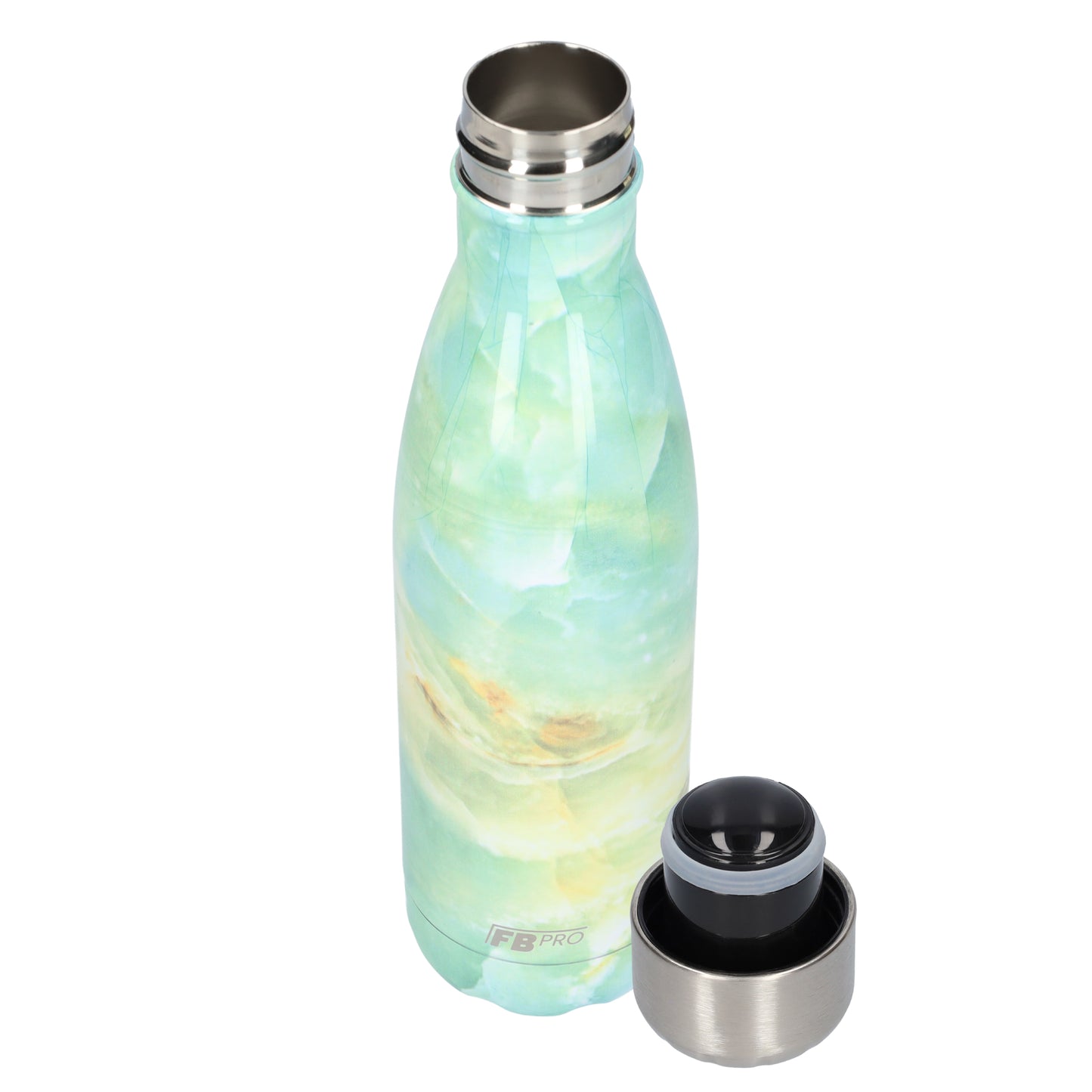 Thermosfles - Waterfles - Drinkfles slank 500ml - Turquoise Marble - Turquoise Marmer