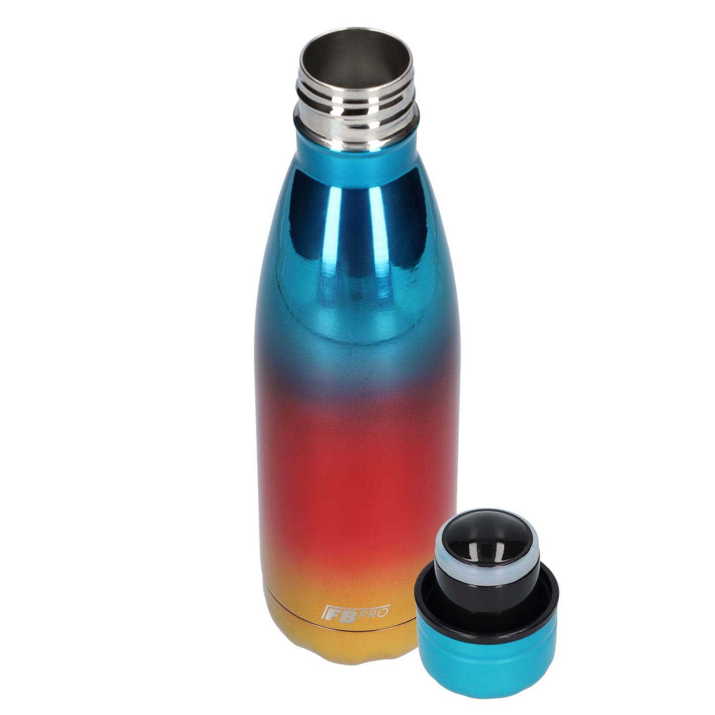 Thermosfles - Waterfles - Drinkfles slank 500ml - Chrome Blue, Red & Yellow - Chroom Blauw, Rood & Geel