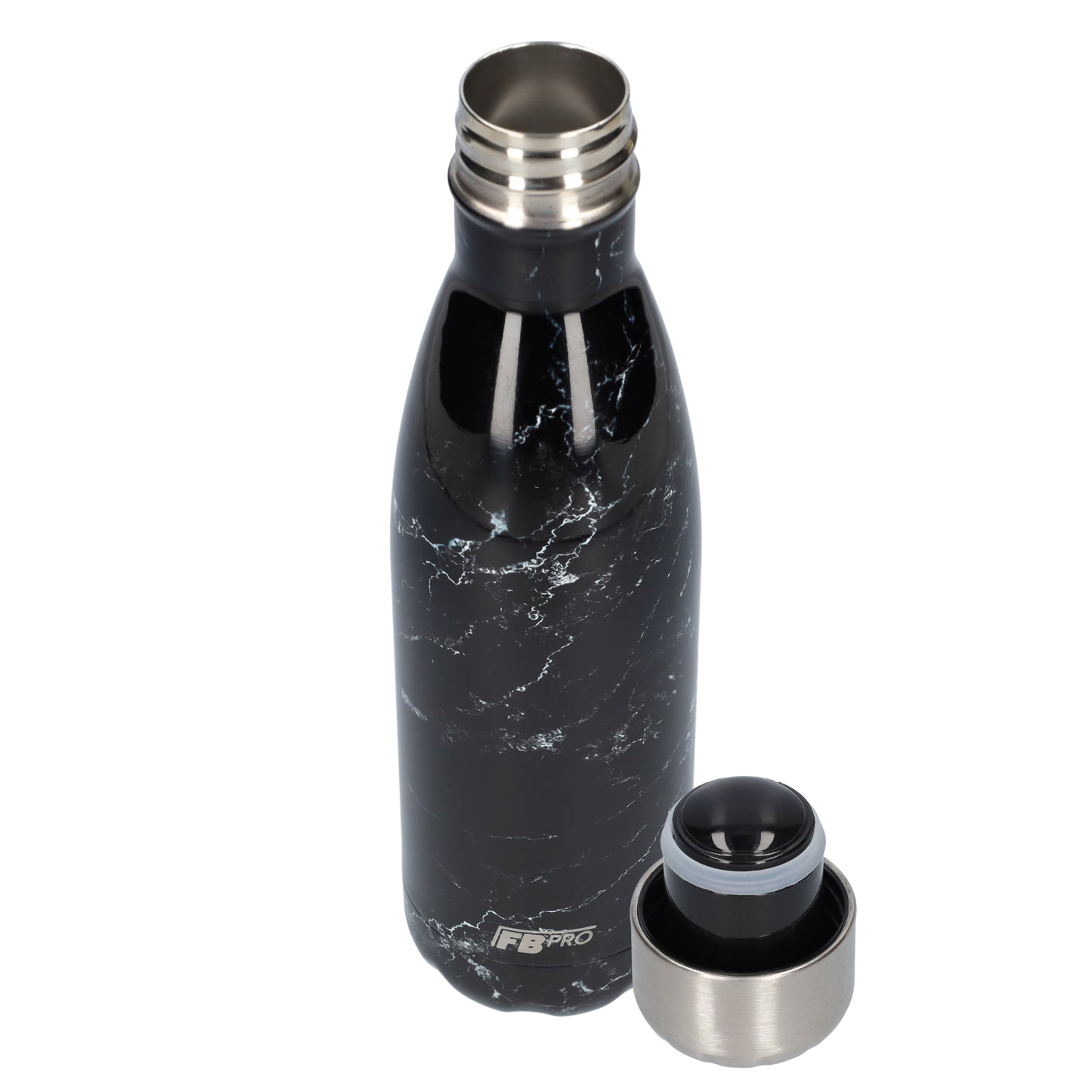 Thermosfles - Waterfles - Drinkfles slank 500ml - Black Marble - Zwarte Marmer