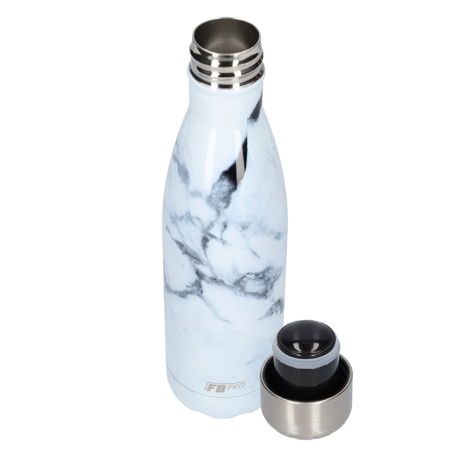 Thermosfles - Waterfles - Drinkfles slank 500ml - White Marble - Wit Marmer