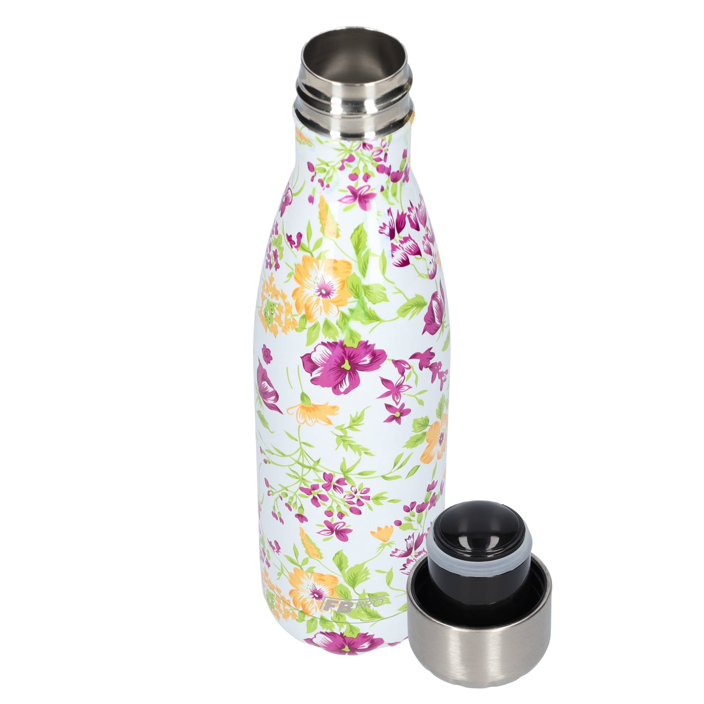 Thermosfles - Waterfles - Drinkfles slank 500ml - Purple & Yellow Flowers - Paars & Gele Bloemen