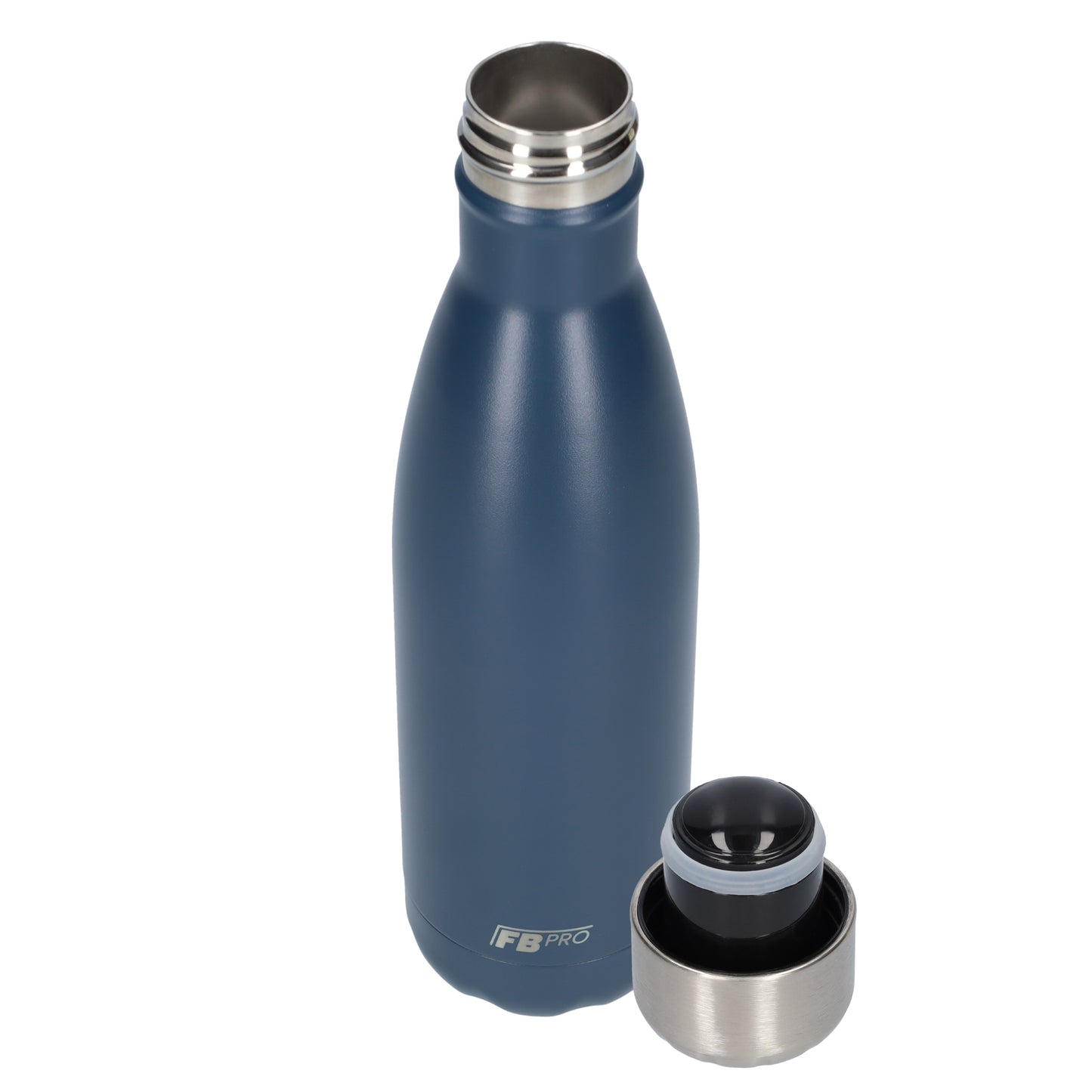 Thermosfles - Waterfles - Drinkfles slank 500ml - Dark Matte Muted Blue - Donker Mat Gedimpt Blauw