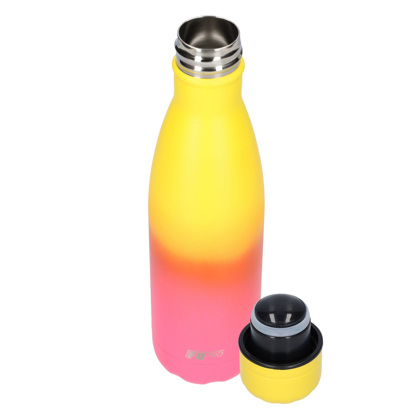 Thermosfles - Waterfles - Drinkfles slank 500ml - Sunny Yellow & Pink - Zonnig Geel, Paars