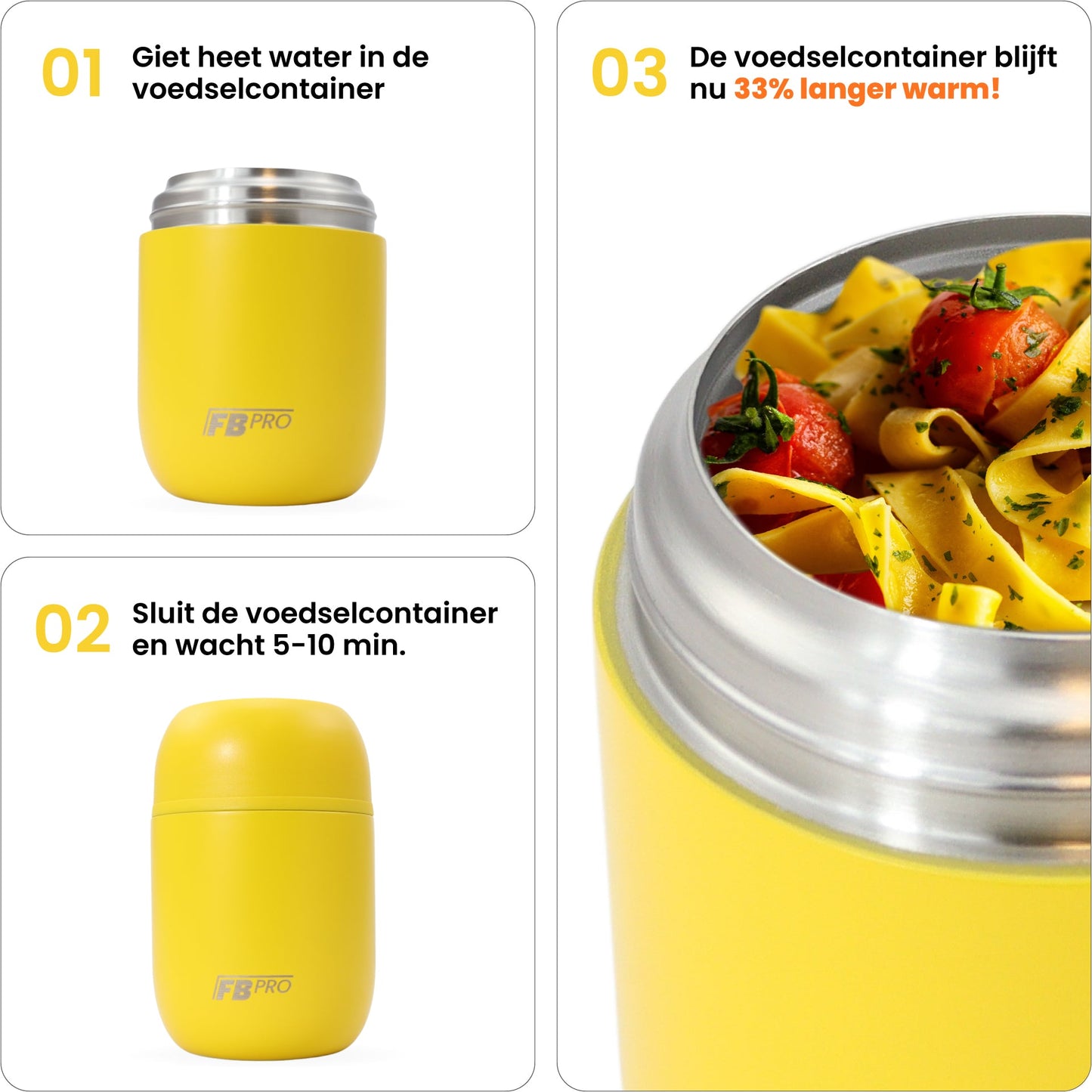 Thermos voedsel container - Thermoskan - Geel - 420ml