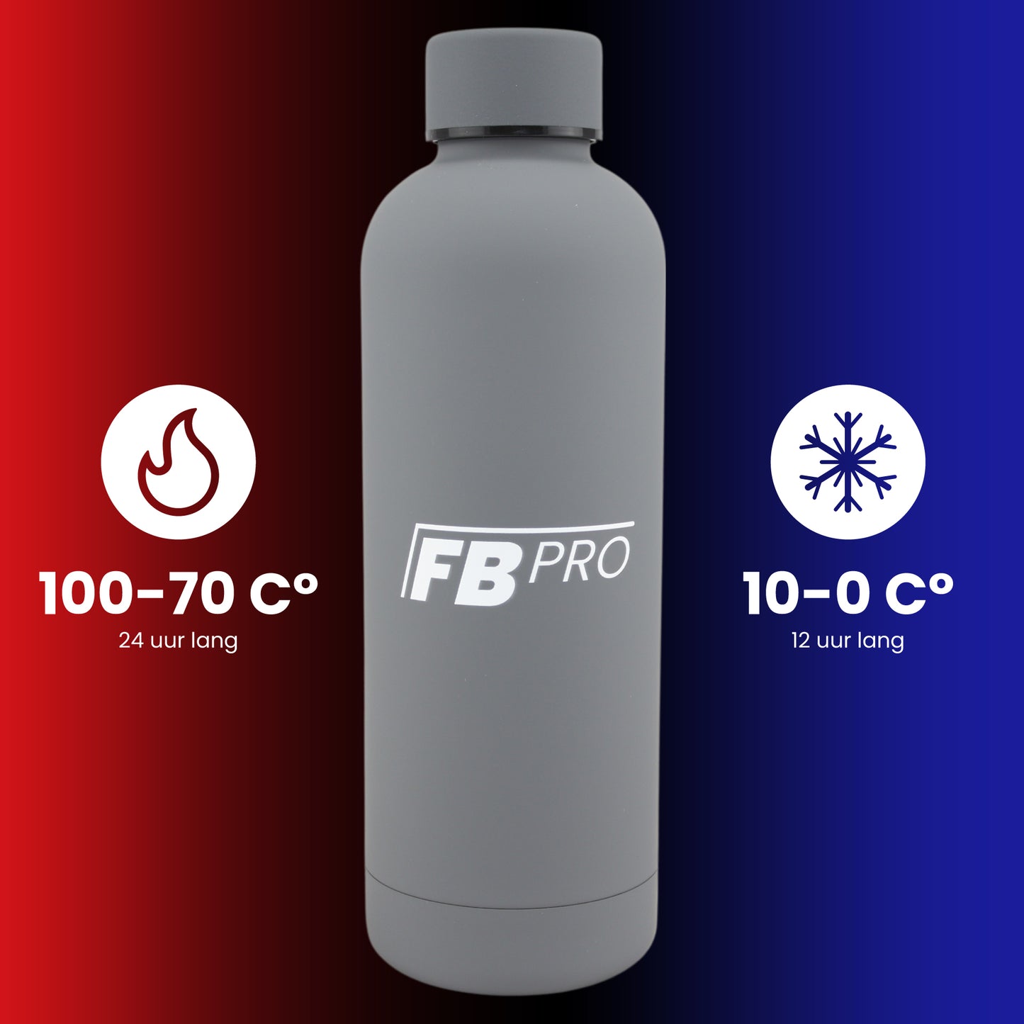 Thermosfles - Stevige RVS Thermoskan - 500ml - Matte Grijs