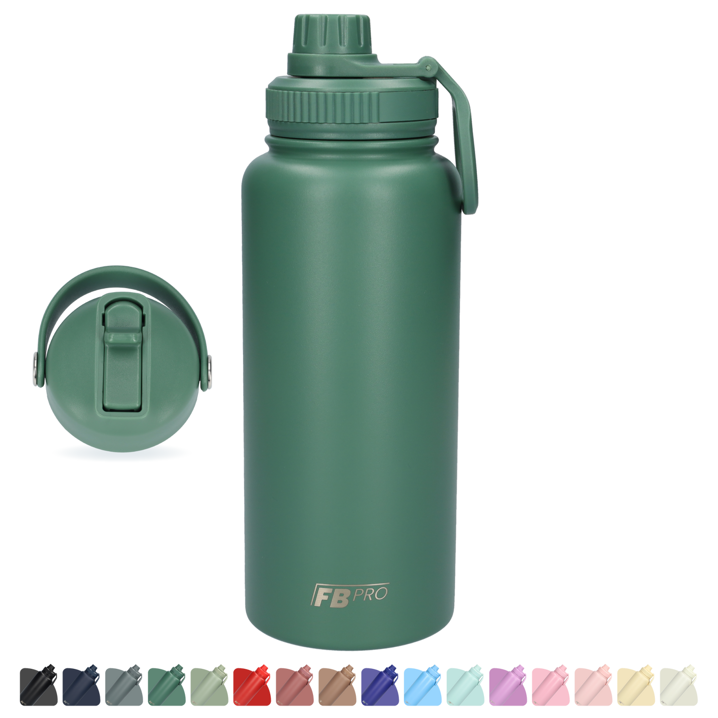 Thermos drinkfles 1 L - Isolerende Waterfles - Drinkfles met rietje - Donkergroen