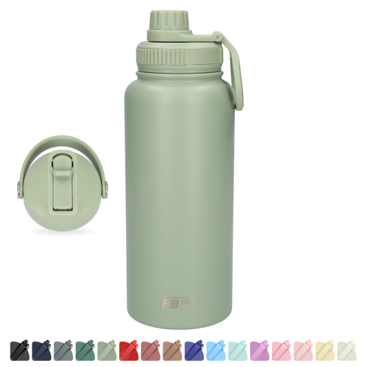 Thermos drinkfles 1 L - Isolerende Waterfles - Drinkfles met rietje - Lichtgroen