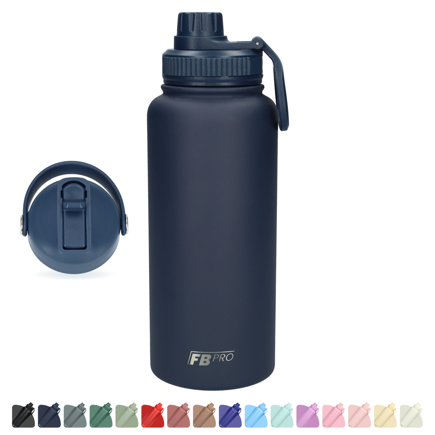 Thermos drinkfles 1 L - Isolerende Waterfles - Drinkfles met rietje - Donkerblauw