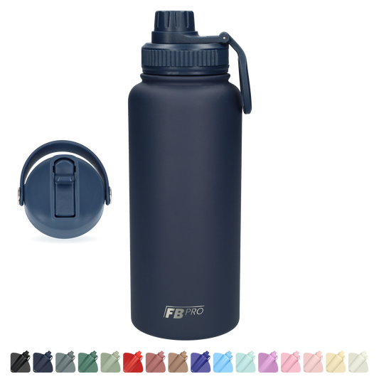 Thermos drinkfles 1 L - Isolerende Waterfles - Drinkfles met rietje - Donkerblauw