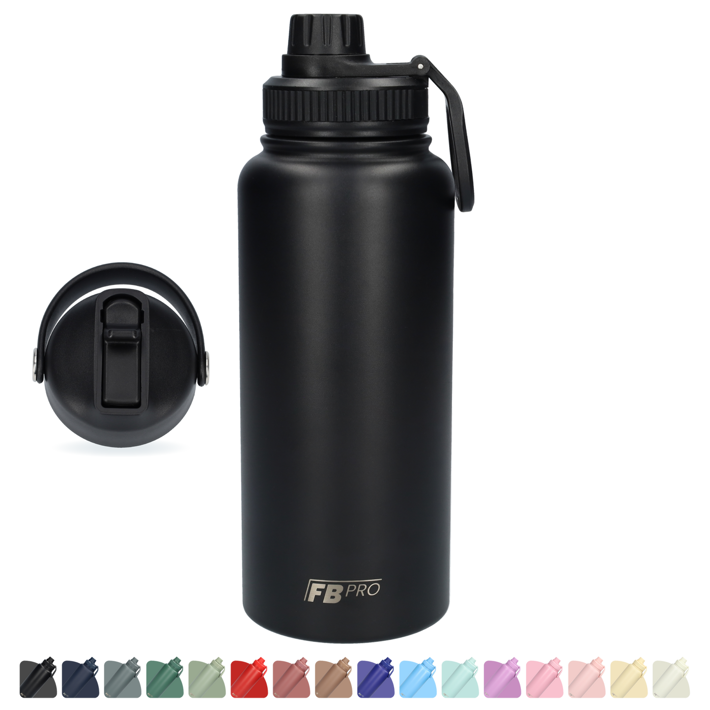 Thermos drinkfles 1 L - Isolerende Waterfles - Drinkfles met rietje - Zwart