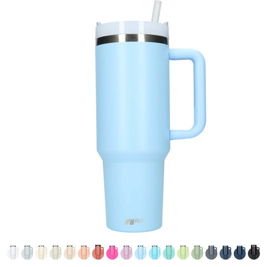 Thermos drinkbeker tumbler 1.2L met handvat en rietje - 1200 ML - Baby Blauw