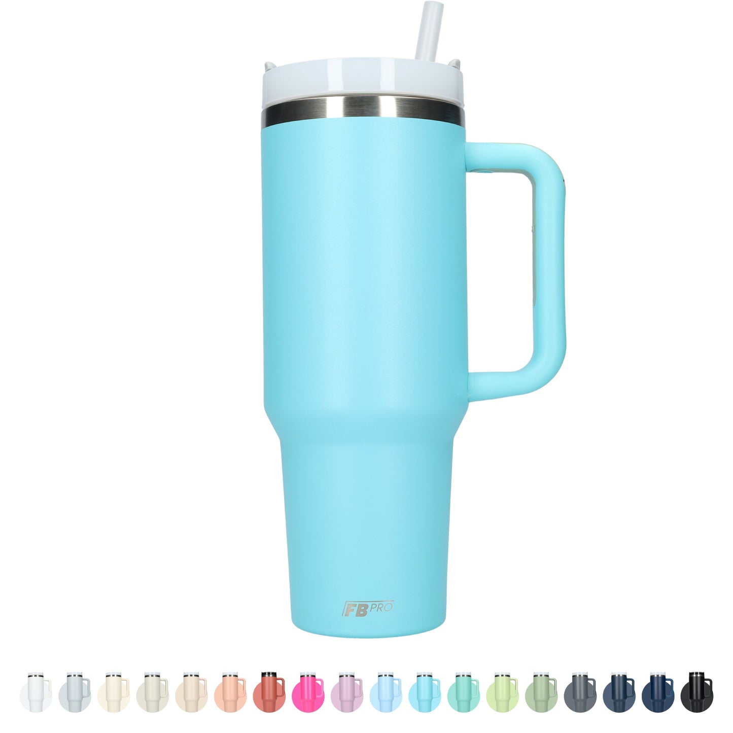 Thermos drinkbeker tumbler 1.2L met handvat en rietje - 1200 ML - Licht Blauw