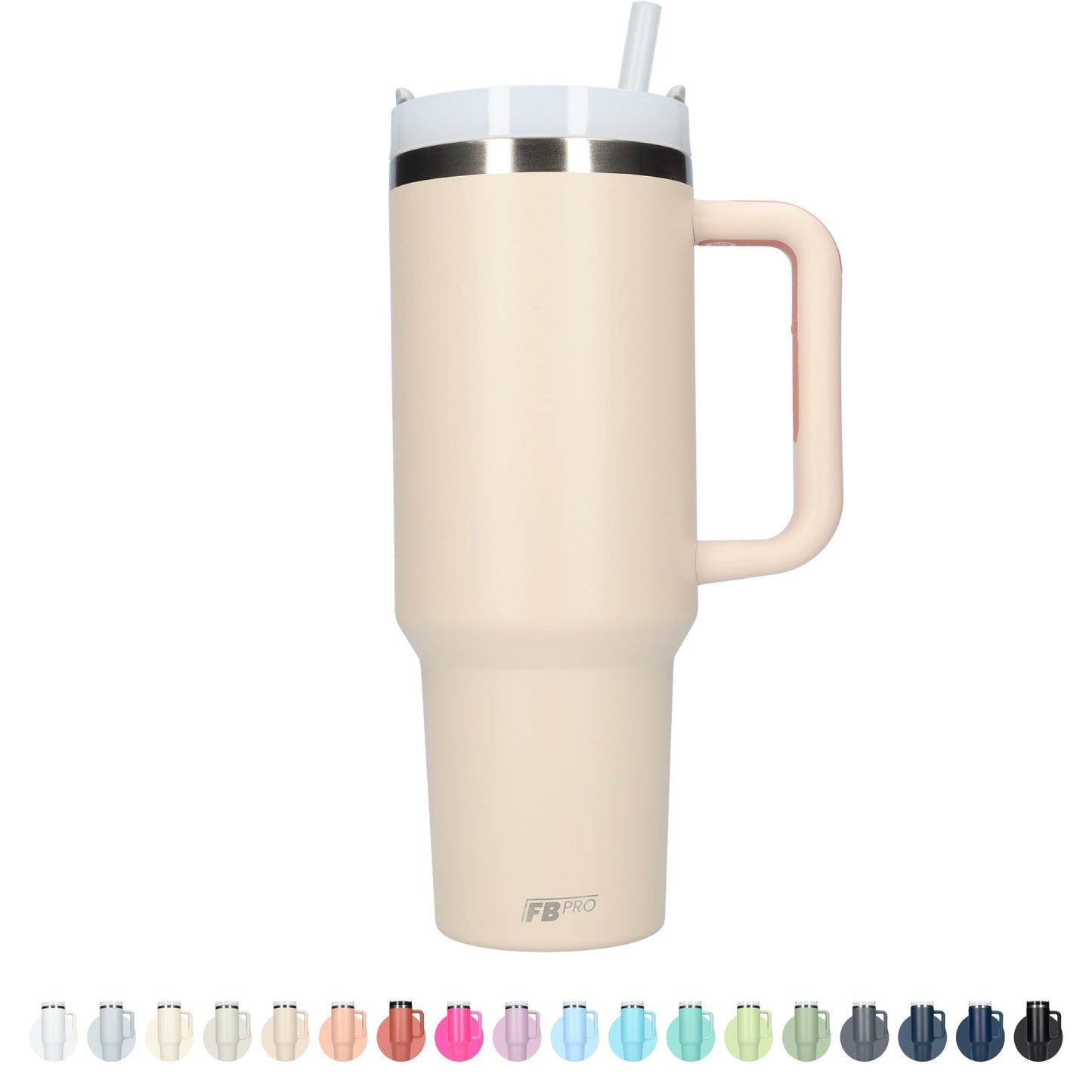 Thermos drinkbeker tumbler 1.2L met handvat en rietje - 1200 ML - Licht Roze