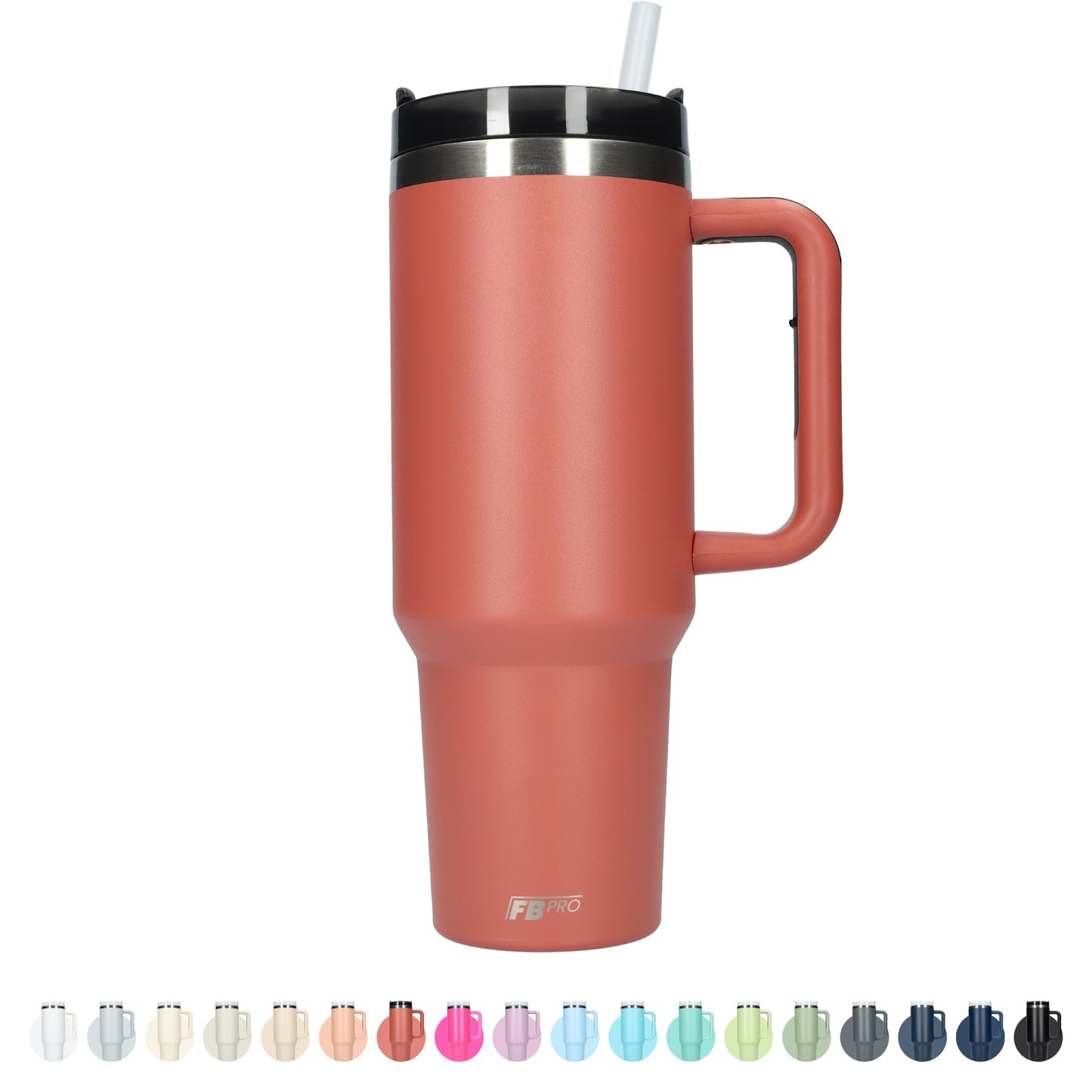 Thermos drinkbeker tumbler 1.2L met handvat en rietje - 1200 ML - Rood