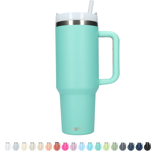 Thermos drinkbeker tumbler 1.2L met handvat en rietje - 1200 ML - Turquoise