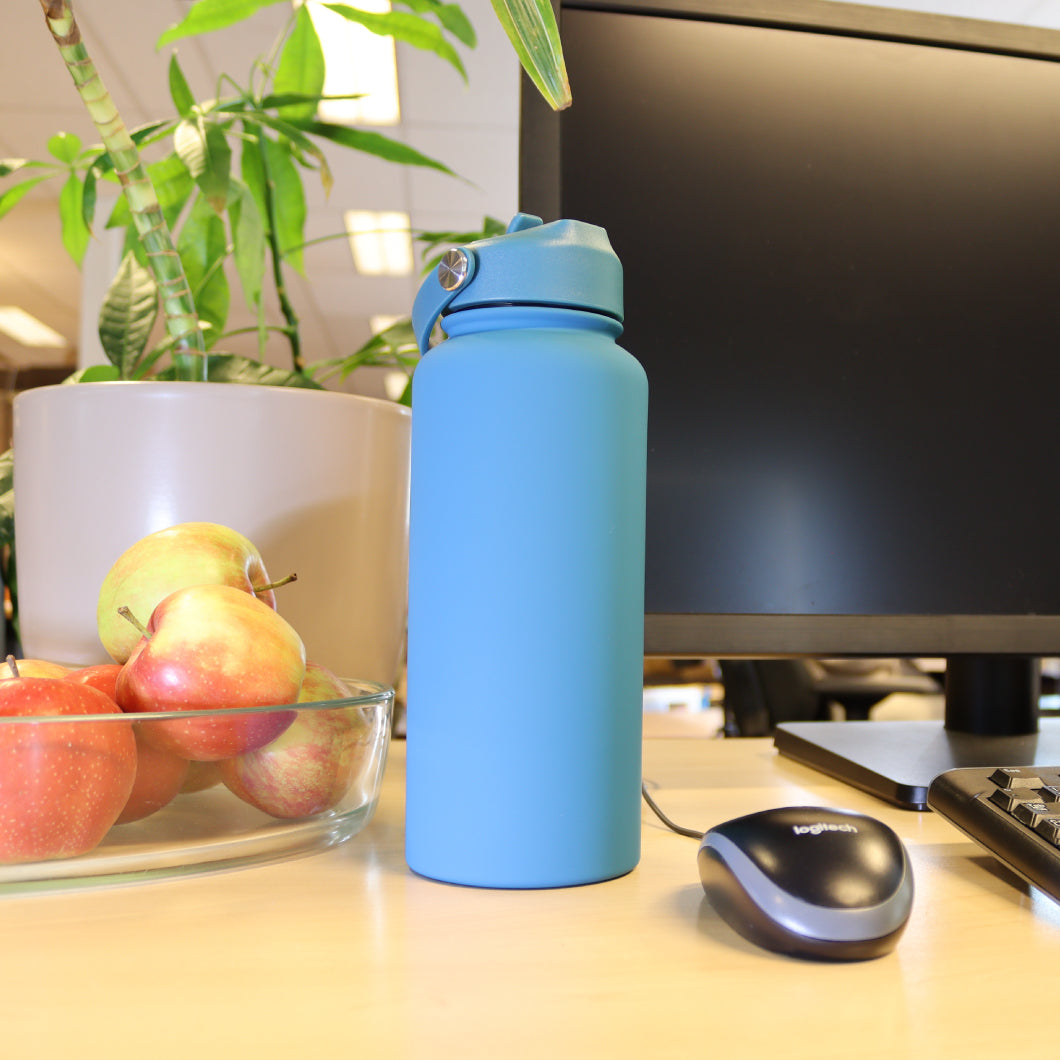 Thermos waterfles - Isolerende Waterfles - Drinkfles - 1 L - Zee Blauw