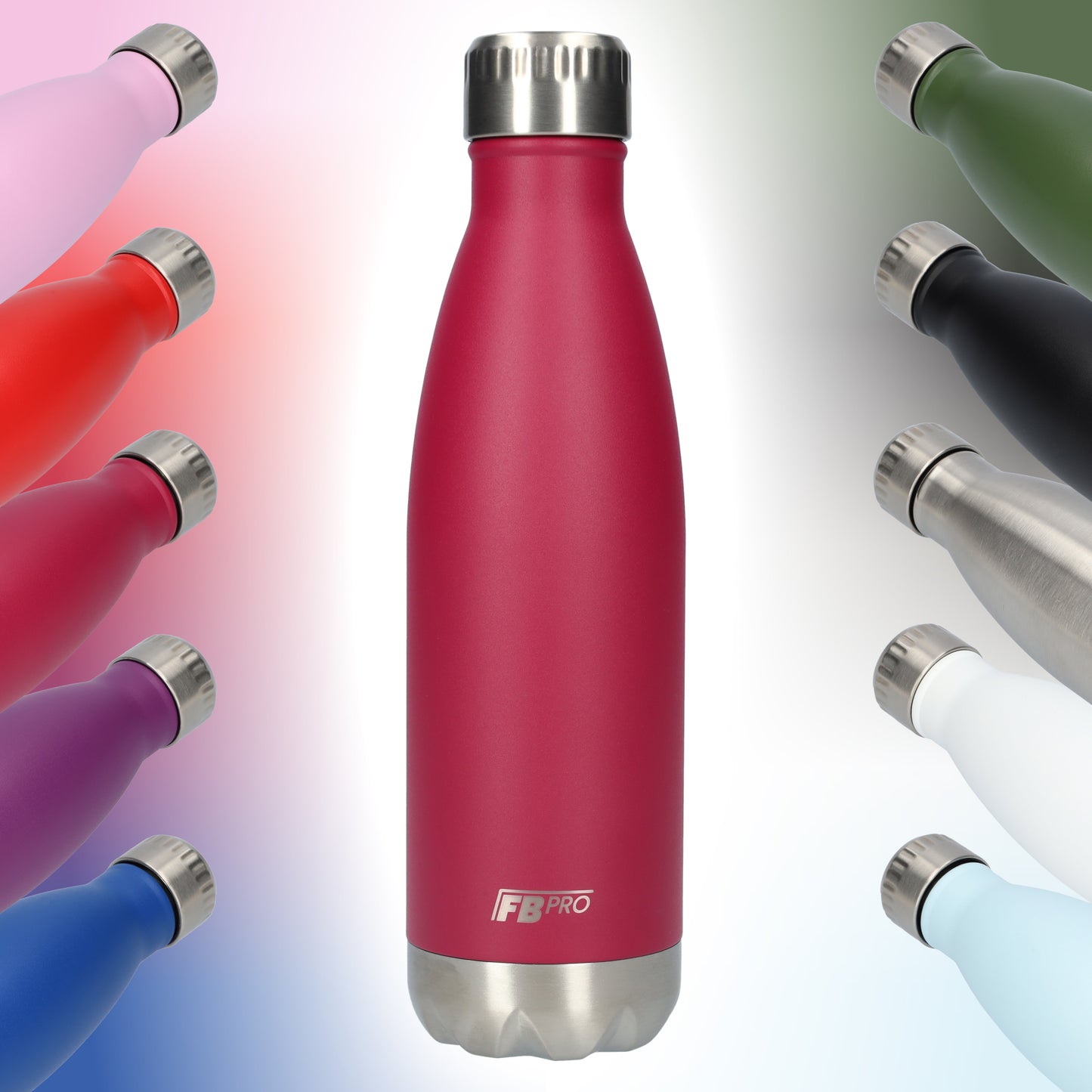 RVS Thermosfles - Thermoskan - Waterfles 500ml - Fuchsia Rood - Fuchsia Red