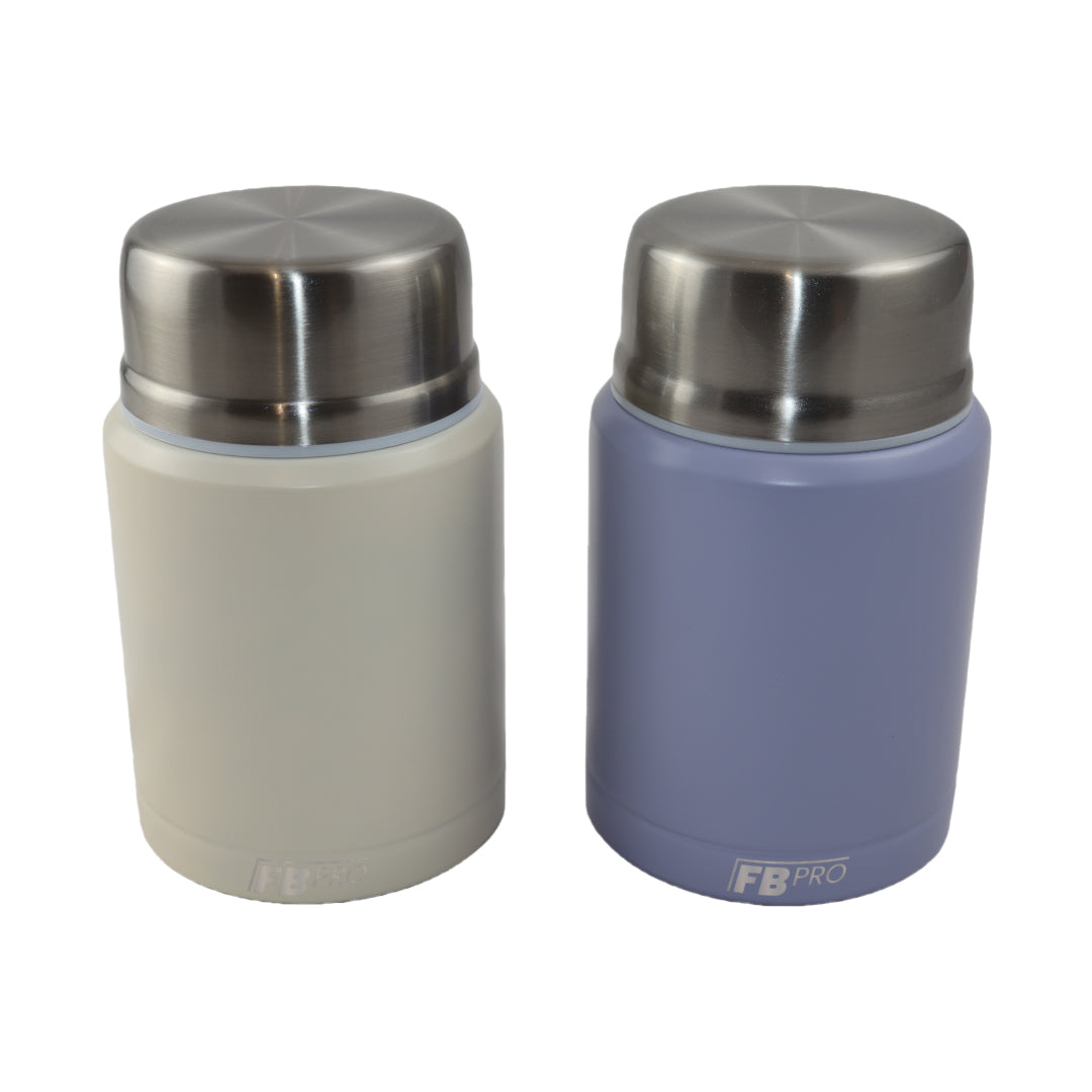 Witte & Lichtpaarse Thermos Voedselcontainer - Thermoskan - Ivoor wit & Licht paars - 450ml