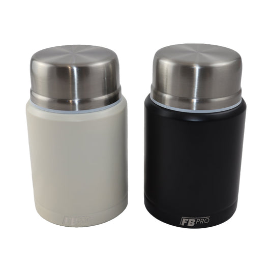 Witte & Zwarte Thermos Voedselcontainer - Thermoskan - Ivoor wit & Zwart - 450ml