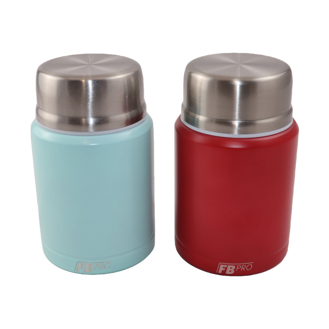 Lichtblauwe & Rode Thermos Voedselcontainer - Thermoskan - Licht blauw & Rood - 450ml