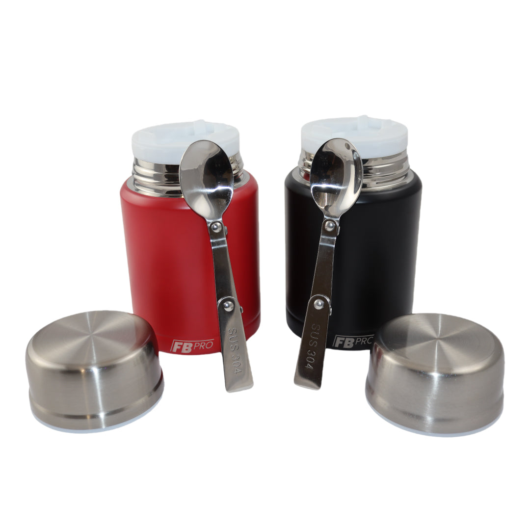 Rode & Zwarte Thermos Voedselcontainer - Thermoskan - Rood & Zwart - 450ml