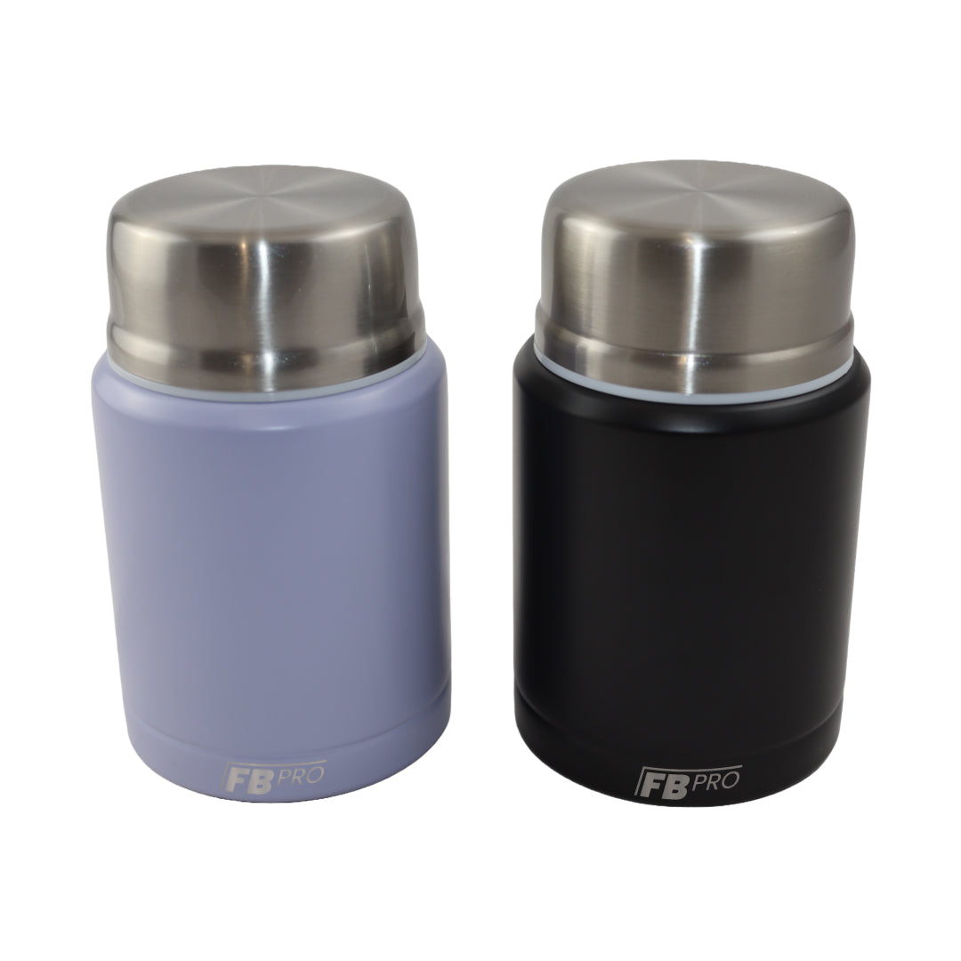 Lichtpaarse & Zwarte Thermos Voedselcontainer - Thermoskan - Licht paars & Zwart - 450ml