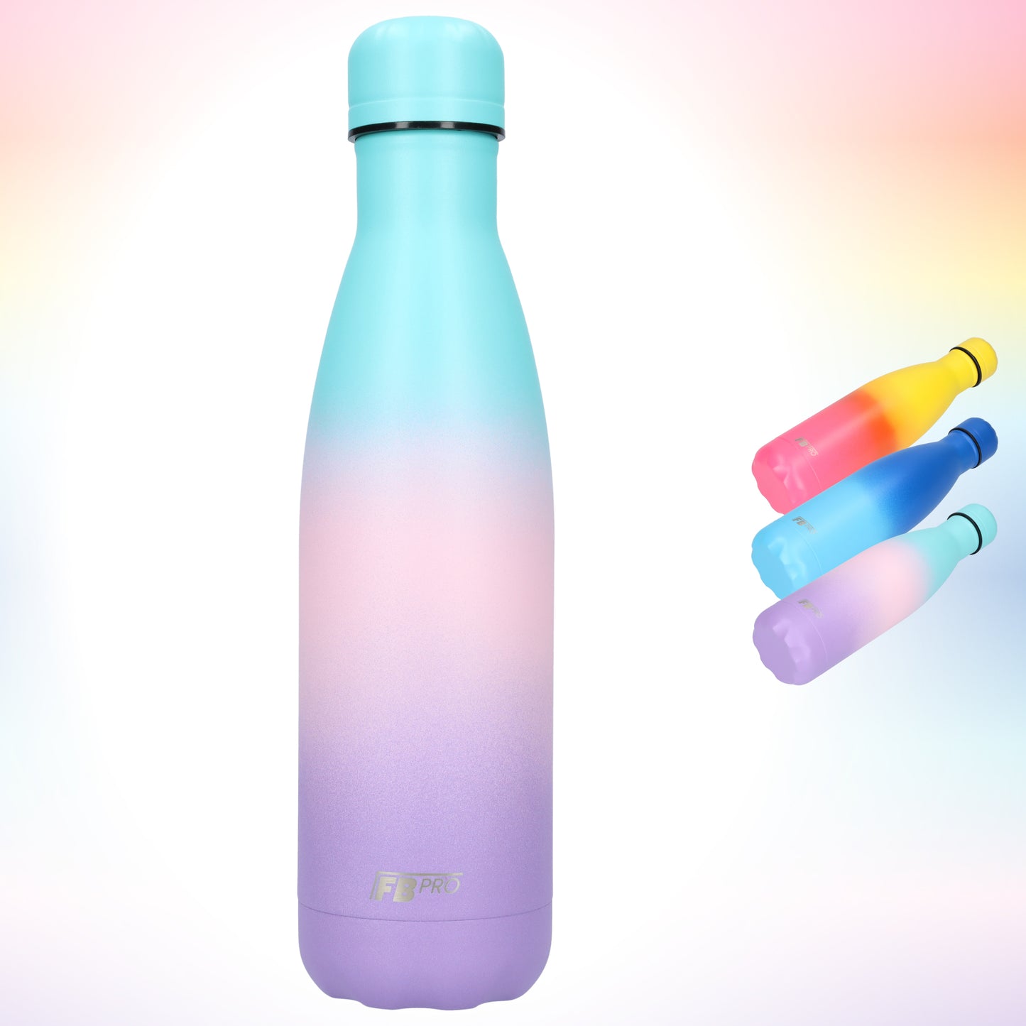 Thermosfles - Waterfles - Drinkfles slank 500ml - Light Blue Purple - Licht Blauw Paars