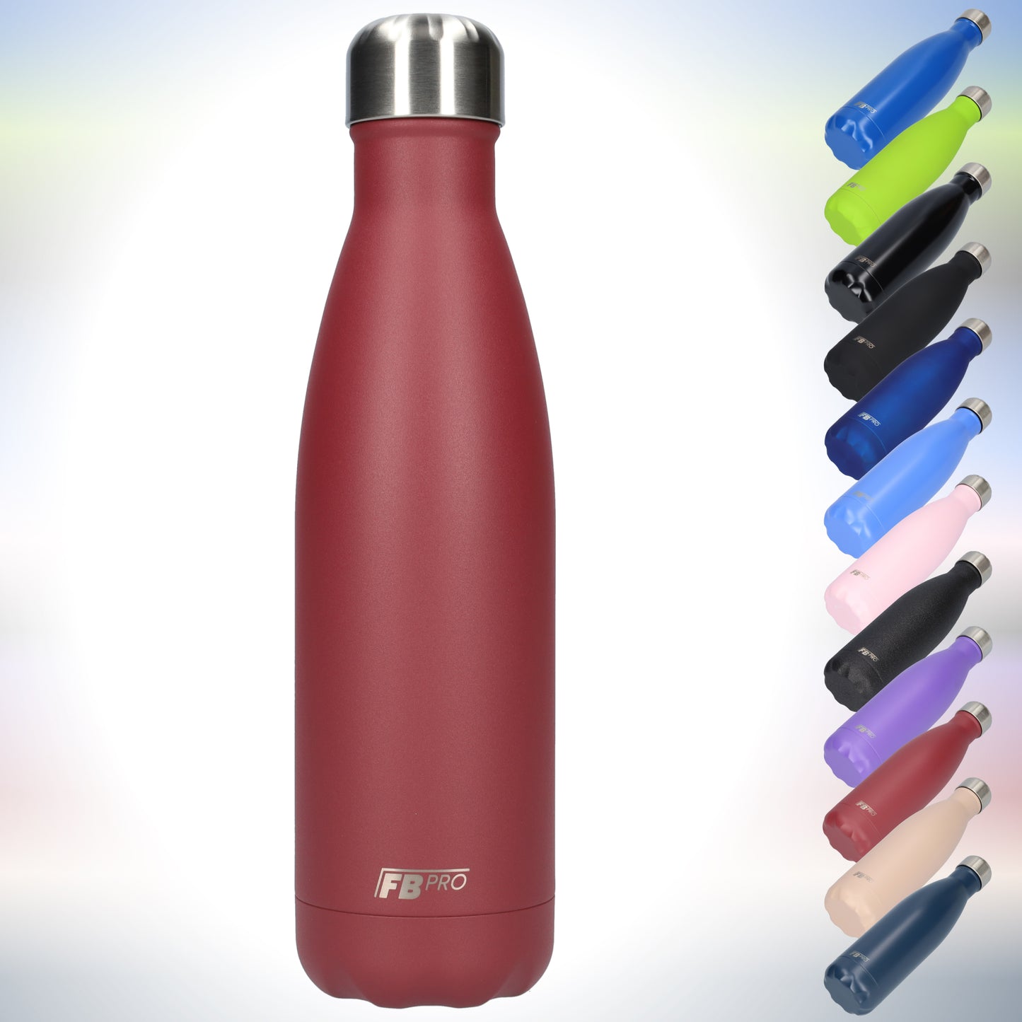 Thermosfles - Waterfles - Drinkfles slank 500ml - Matte Bordeaux Red- Mat Bordeaux Rood