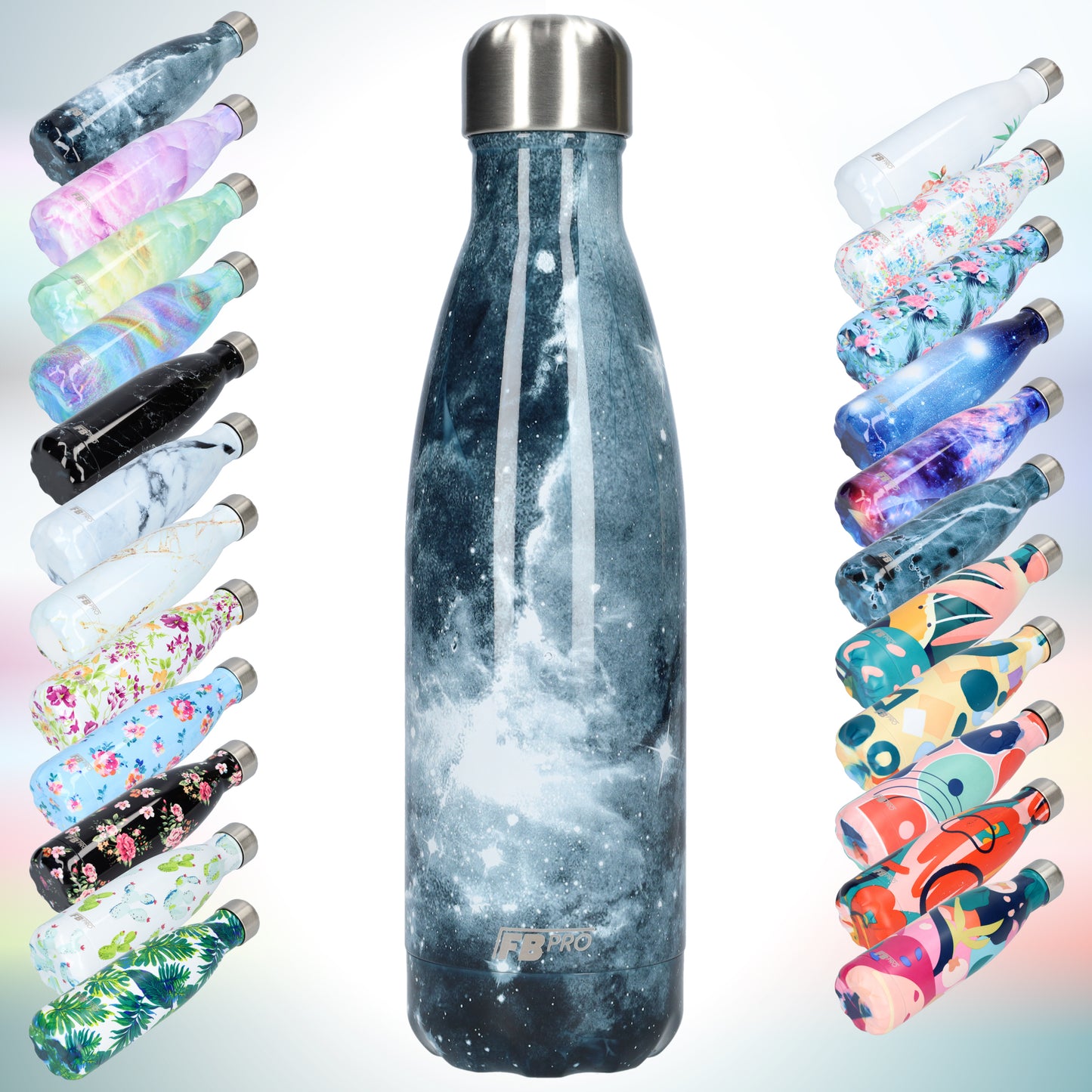 Thermosfles - Waterfles - Drinkfles slank 500ml - Dark Sea Galaxy - Donkere Sterrenhemel