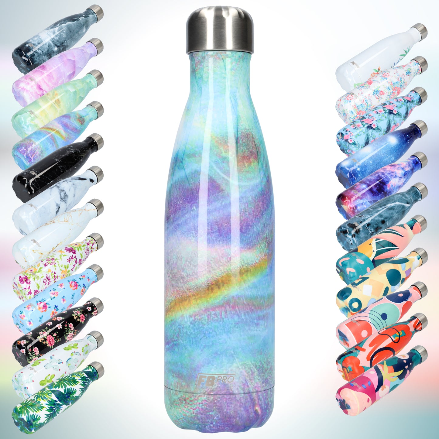 Thermosfles - Waterfles - Drinkfles slank 500ml - Galaxy Rainbow - Sterrenhemel Regenboogkleur