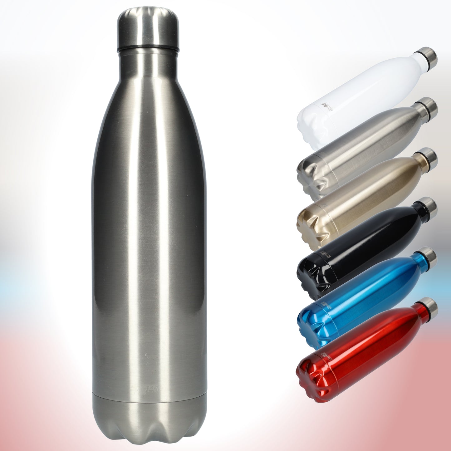 Thermosfles - Waterfles - Drinkfles slank 1000ml - Silver - Zilver