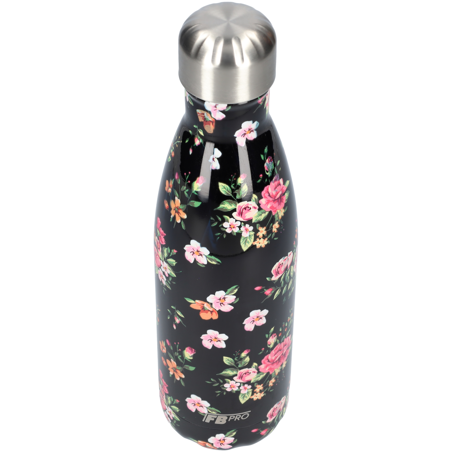 Thermosfles - Waterfles - Drinkfles slank 500ml - Classic Black Flowers - Klassieke Zwarte Bloemen