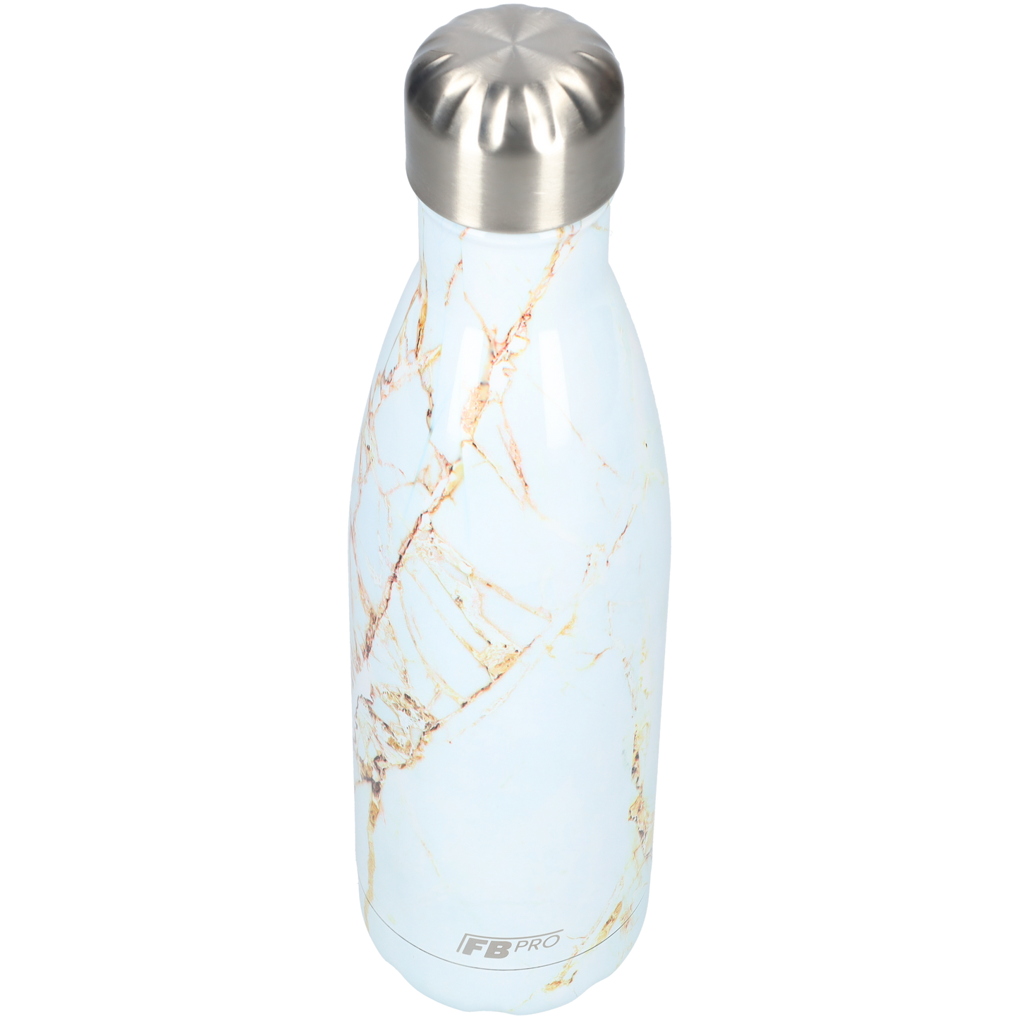 Thermosfles - Waterfles - Drinkfles slank 500ml - White & Gold Marble - Wit & Goud Marmer