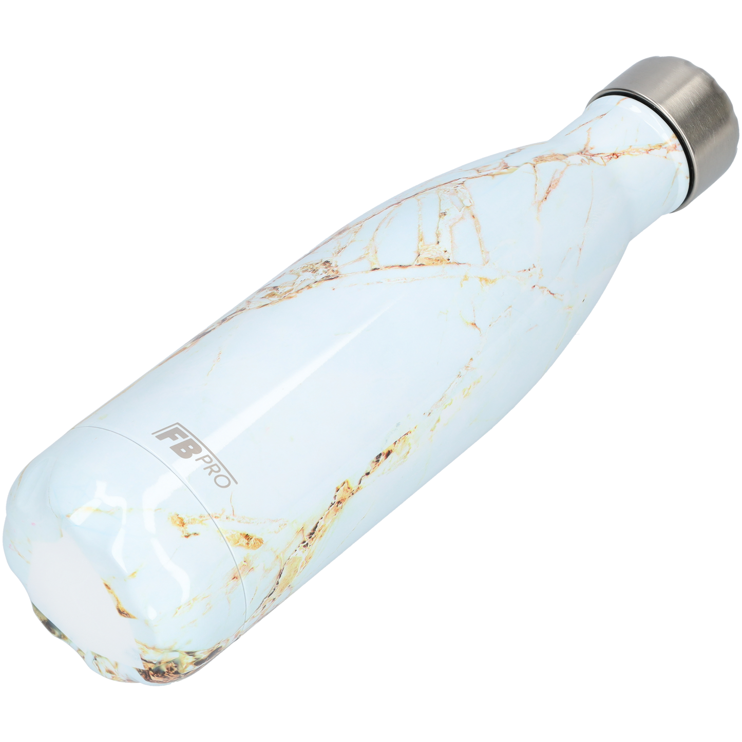 Thermosfles - Waterfles - Drinkfles slank 500ml - White & Gold Marble - Wit & Goud Marmer