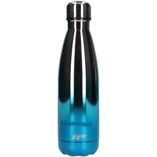 Thermosfles - Waterfles - Drinkfles slank 500ml - Silver Blue Chrome - Zilver/Blauw Chroom