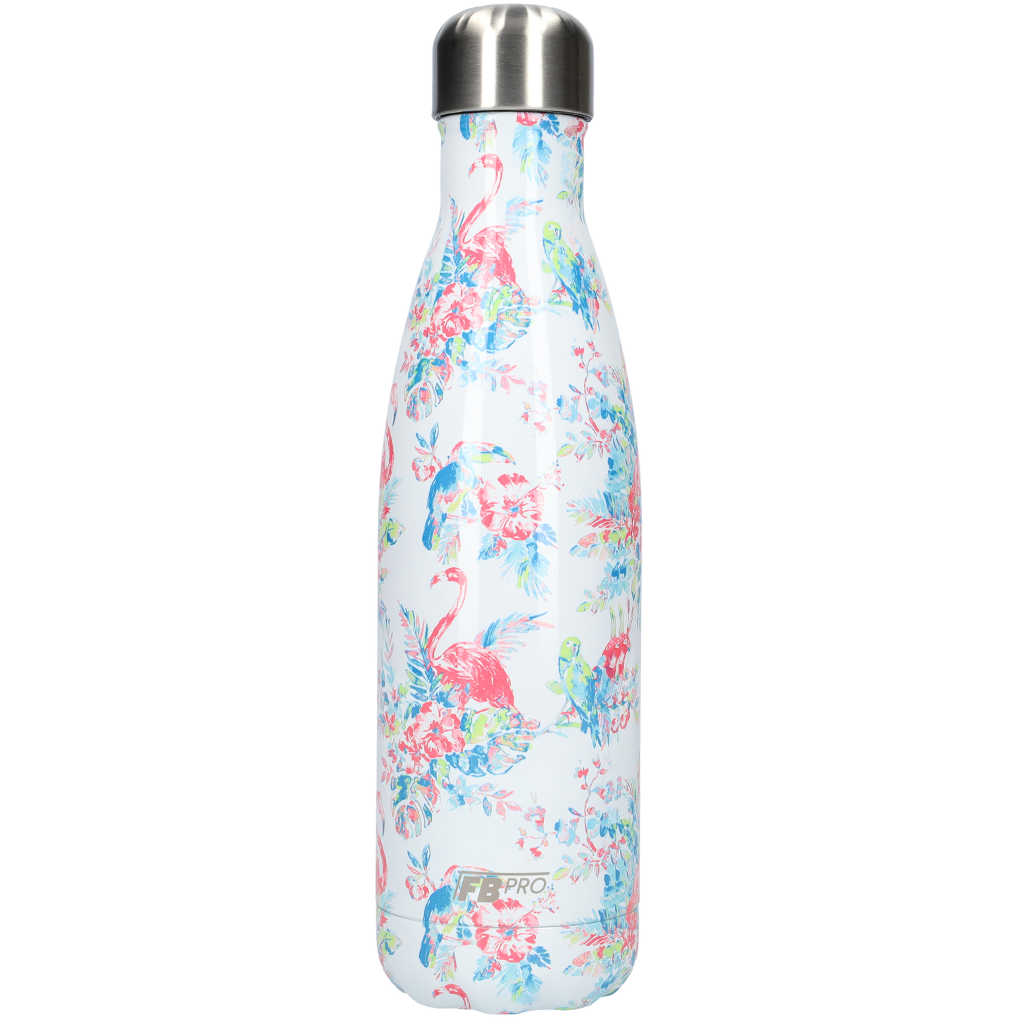 Thermosfles - Waterfles - Drinkfles slank 500ml - Flamingo Flowers - Flamingo Bloemen