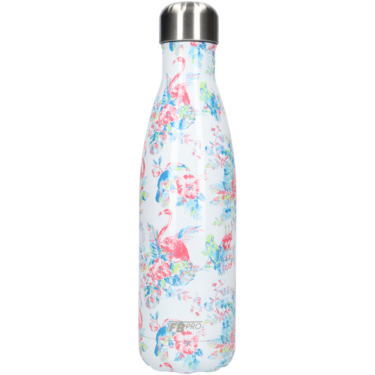 Thermosfles - Waterfles - Drinkfles slank 500ml - Flamingo Flowers - Flamingo Bloemen