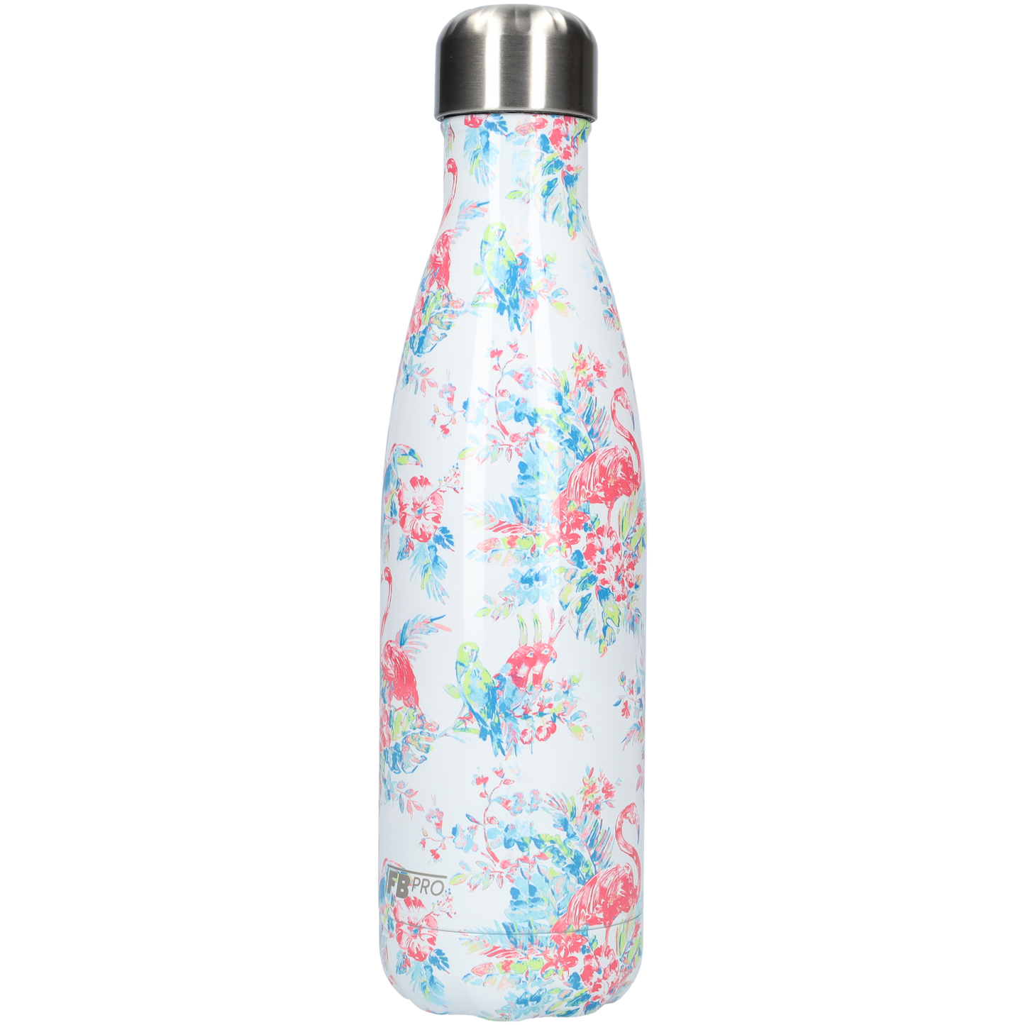 Thermosfles - Waterfles - Drinkfles slank 500ml - Flamingo Flowers - Flamingo Bloemen