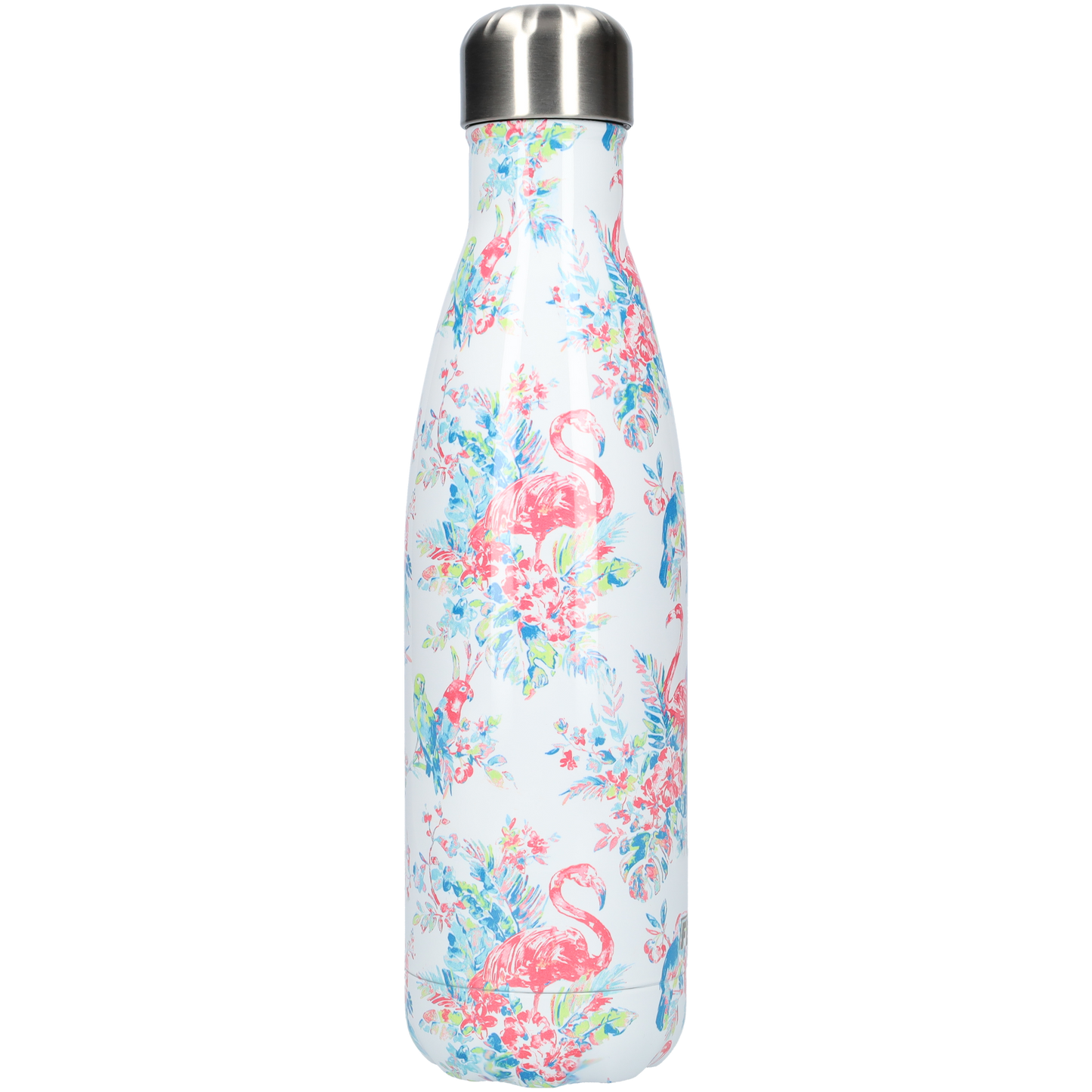 Thermosfles - Waterfles - Drinkfles slank 500ml - Flamingo Flowers - Flamingo Bloemen