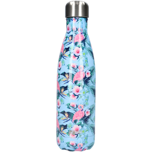 Thermosfles - Waterfles - Drinkfles slank 500ml - Flamingo Blue - Flamingo Blauw