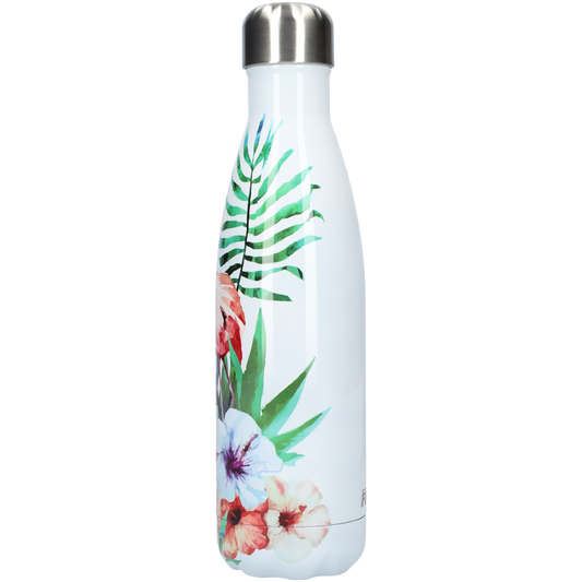 Thermosfles - Waterfles - Drinkfles slank 500ml - Tropical White - Tropisch Wit