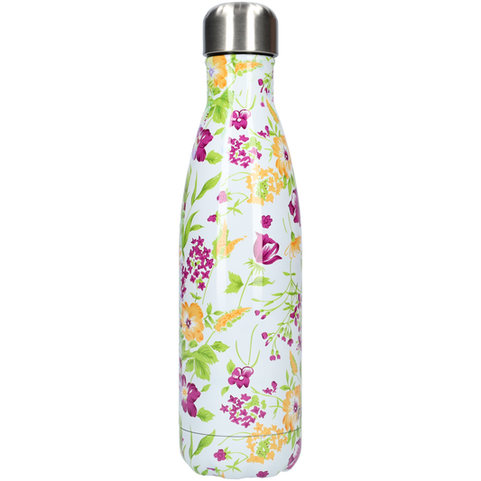 Thermosfles - Waterfles - Drinkfles slank 500ml - Purple & Yellow Flowers - Paars & Gele Bloemen