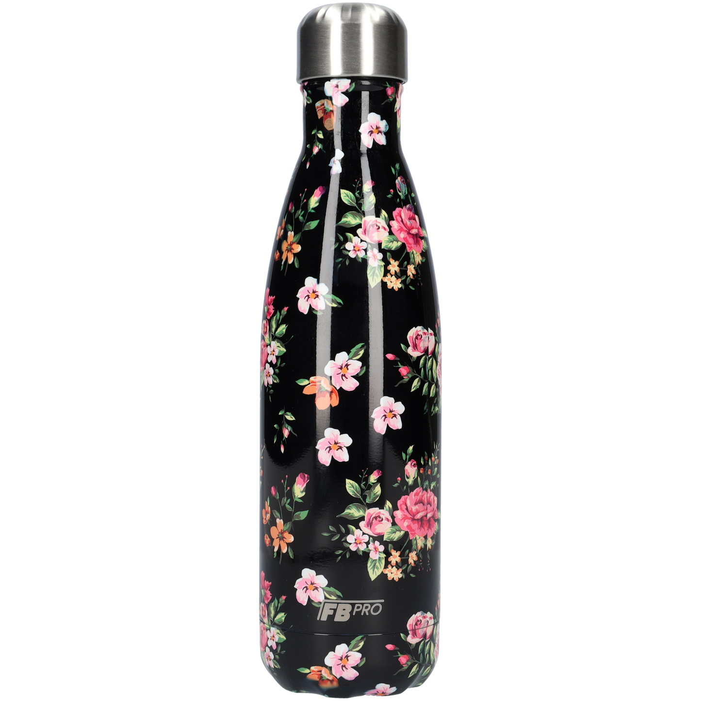 Thermosfles - Waterfles - Drinkfles slank 500ml - Classic Black Flowers - Klassieke Zwarte Bloemen