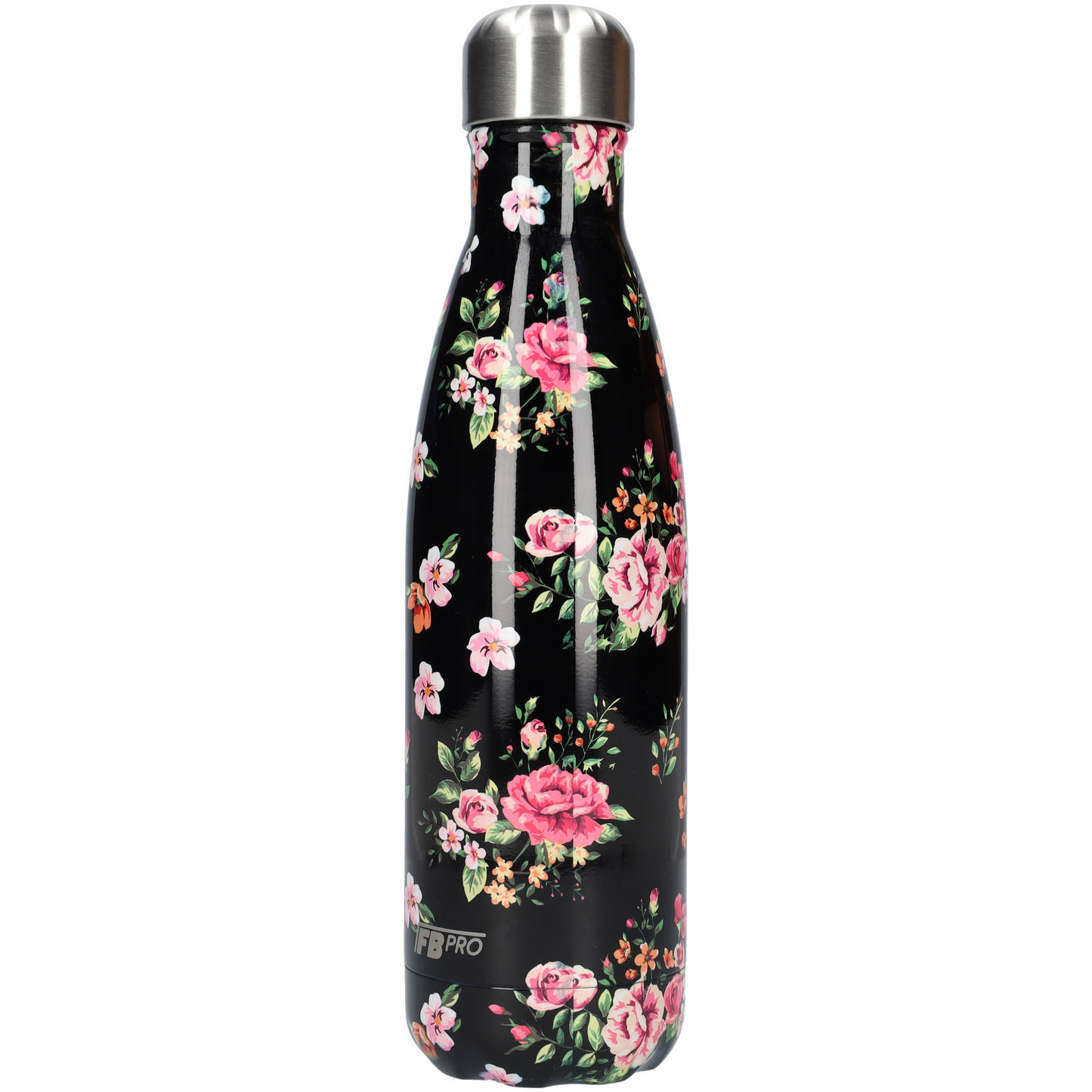 Thermosfles - Waterfles - Drinkfles slank 500ml - Classic Black Flowers - Klassieke Zwarte Bloemen