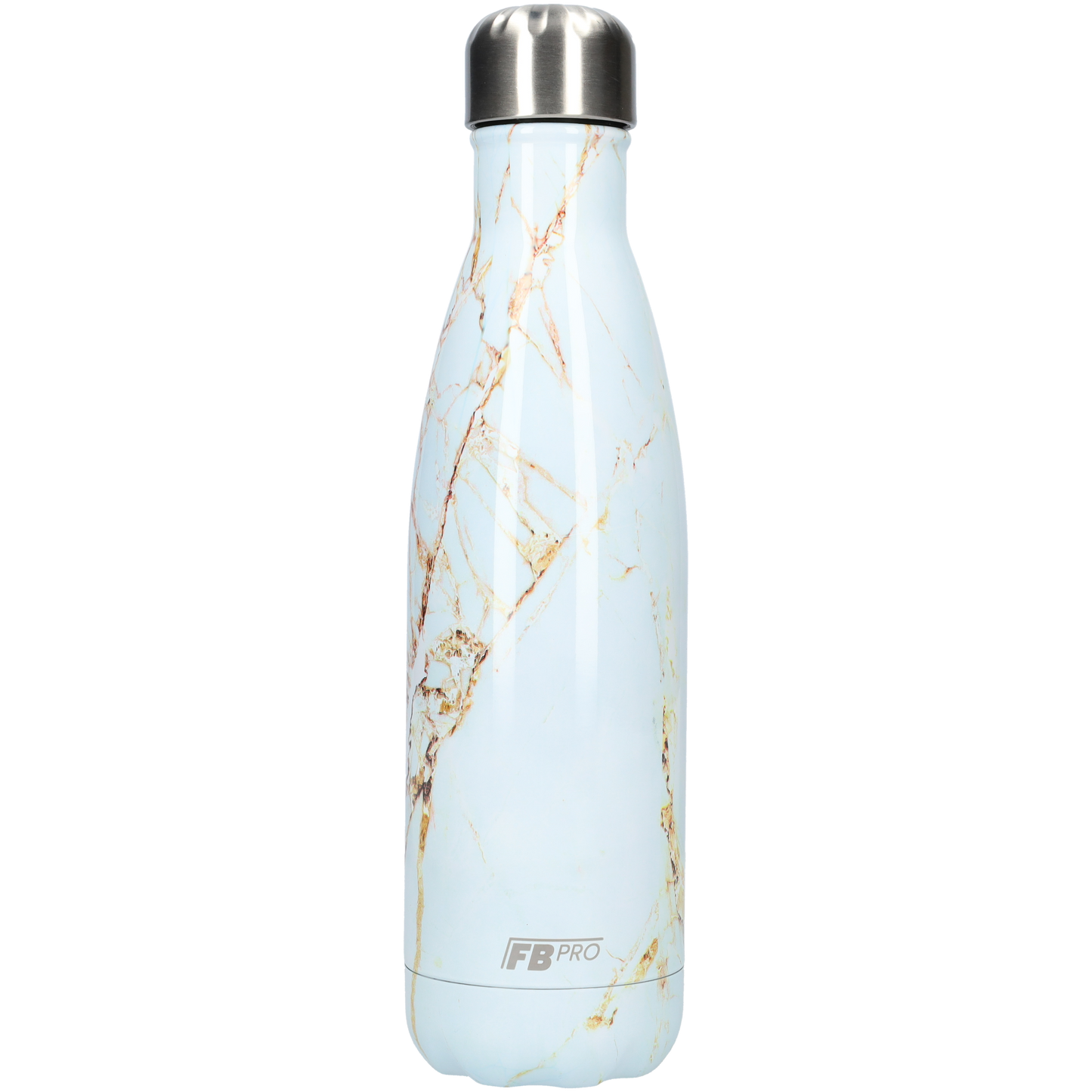 Thermosfles - Waterfles - Drinkfles slank 500ml - White & Gold Marble - Wit & Goud Marmer