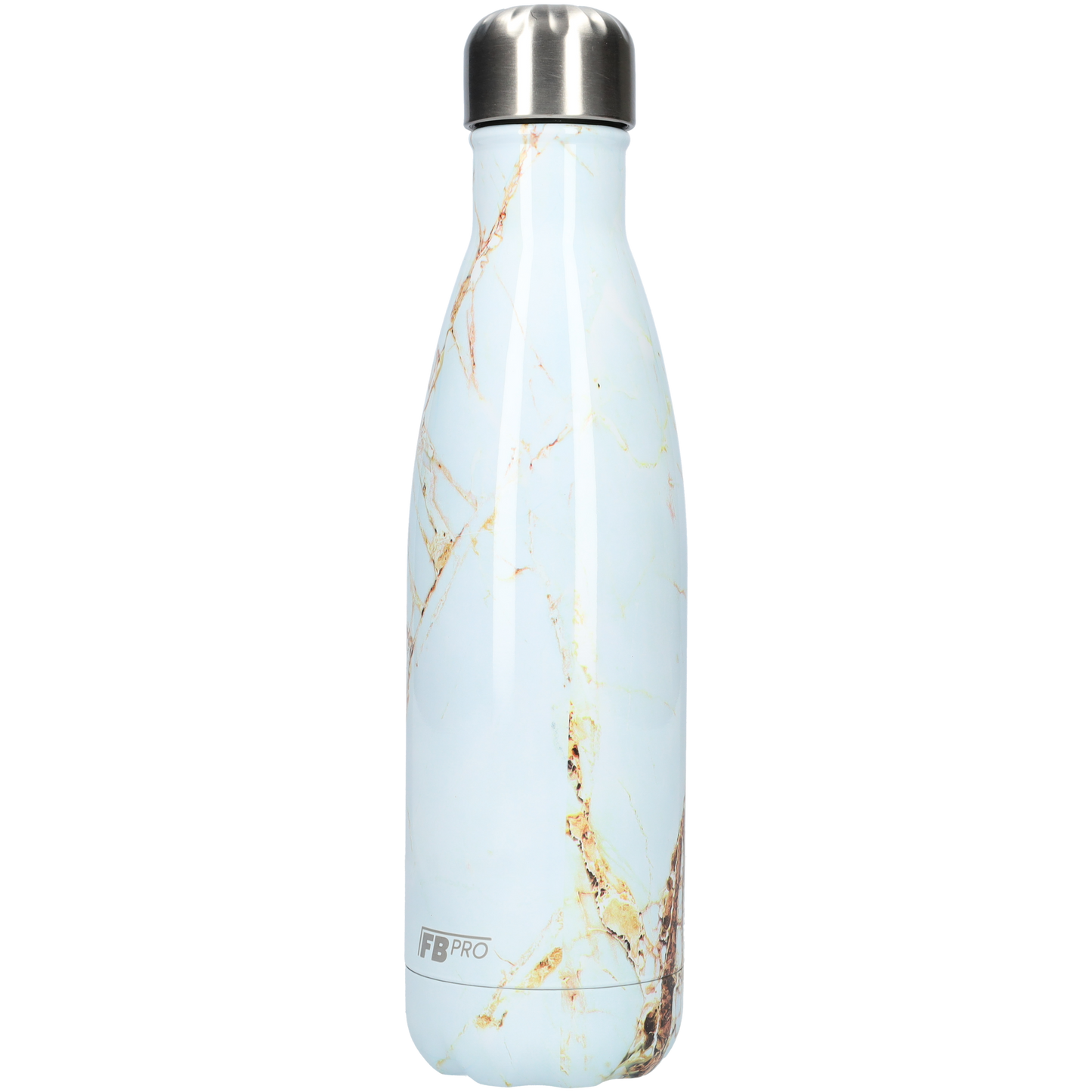 Thermosfles - Waterfles - Drinkfles slank 500ml - White & Gold Marble - Wit & Goud Marmer